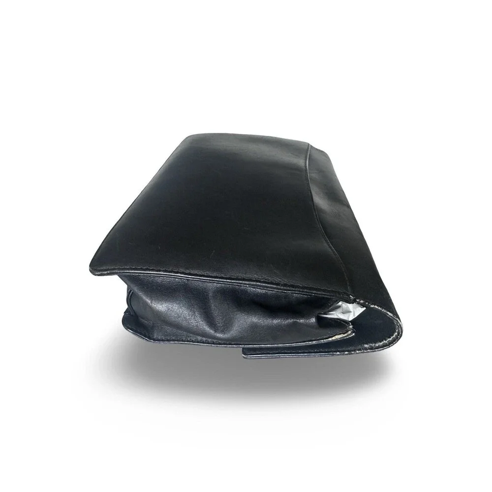 Authentic dunhill Leather Second bag Clutch bag Black working lock